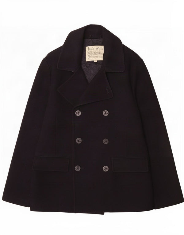 Jack Wills Ανδρικό παλτό μπιζελιού UK 38 Medium Navy Blue Wool