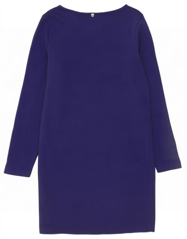 Benetton Womens Long Sleeve Shift Dress UK 6 XS Navy Blue Cotton