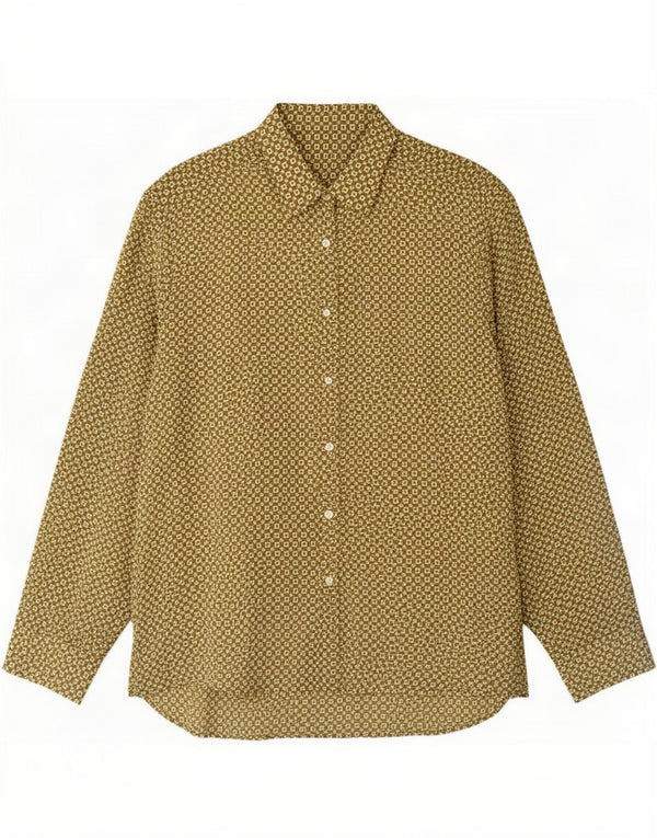 Vintage Ανδρικό πουκάμισο κανονικής εφαρμογής Medium Khaki Geometric