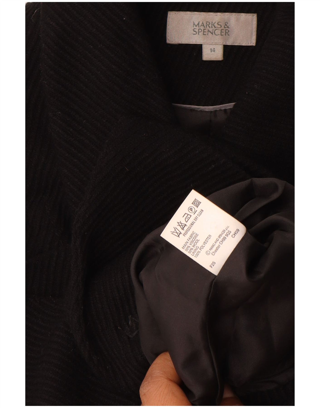 Marks & Spencer Γυναικείο Κοντό Πανωφόρι UK 14 Medium Black Viscose