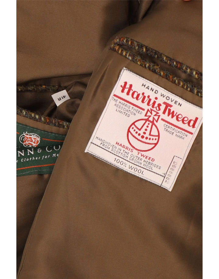 Harris Tweed Ανδρικό τζάκετ 3 κουμπιών σακάκι IT 41 Μεγάλο καφέ μαλλί