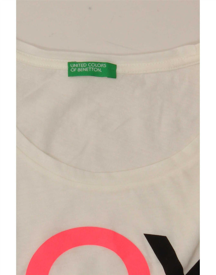 Γυναικείο γραφικό μπλουζάκι Benetton Top UK 12 Medium White