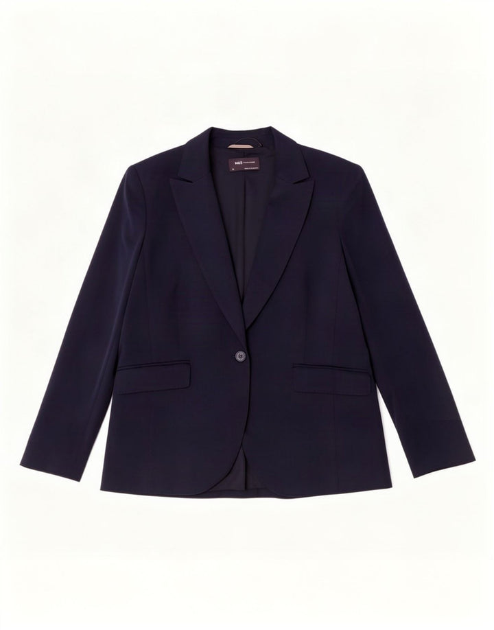 Marks & Spencer Γυναικείο μπουφάν σακάκι με 1 κουμπί UK 20 2XL Navy Blue Polyester