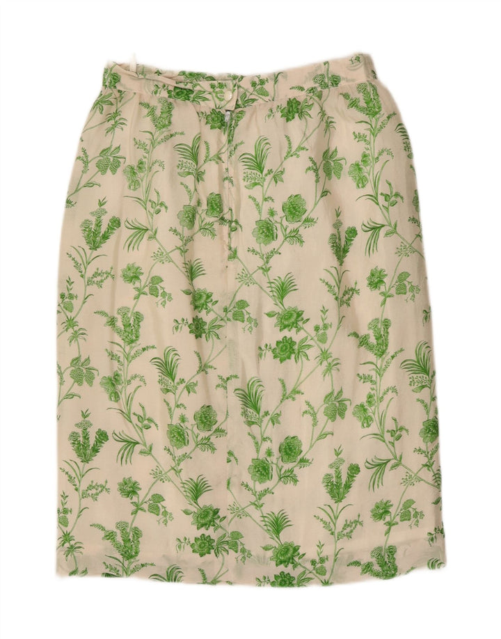 Vintage γυναικεία ίσια φούστα W28 Μεσαίο Λευκό Floral