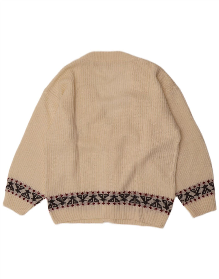 Vintage Ανδρικό Ζακέτα πουλόβερ Medium White Fair Isle