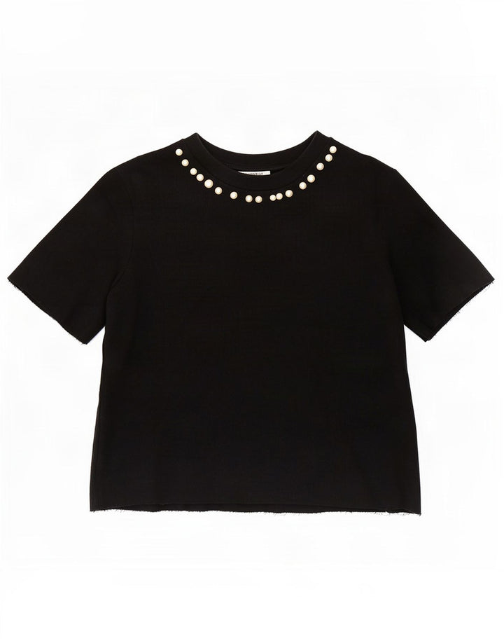 Zara Γυναικεία Μπλούζα Τοπ UK 10 Small Black Cotton