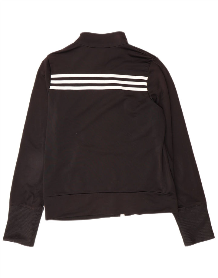 ADIDAS Girls Tracksuit Top Jacket 13-14 Years Black Polyester
