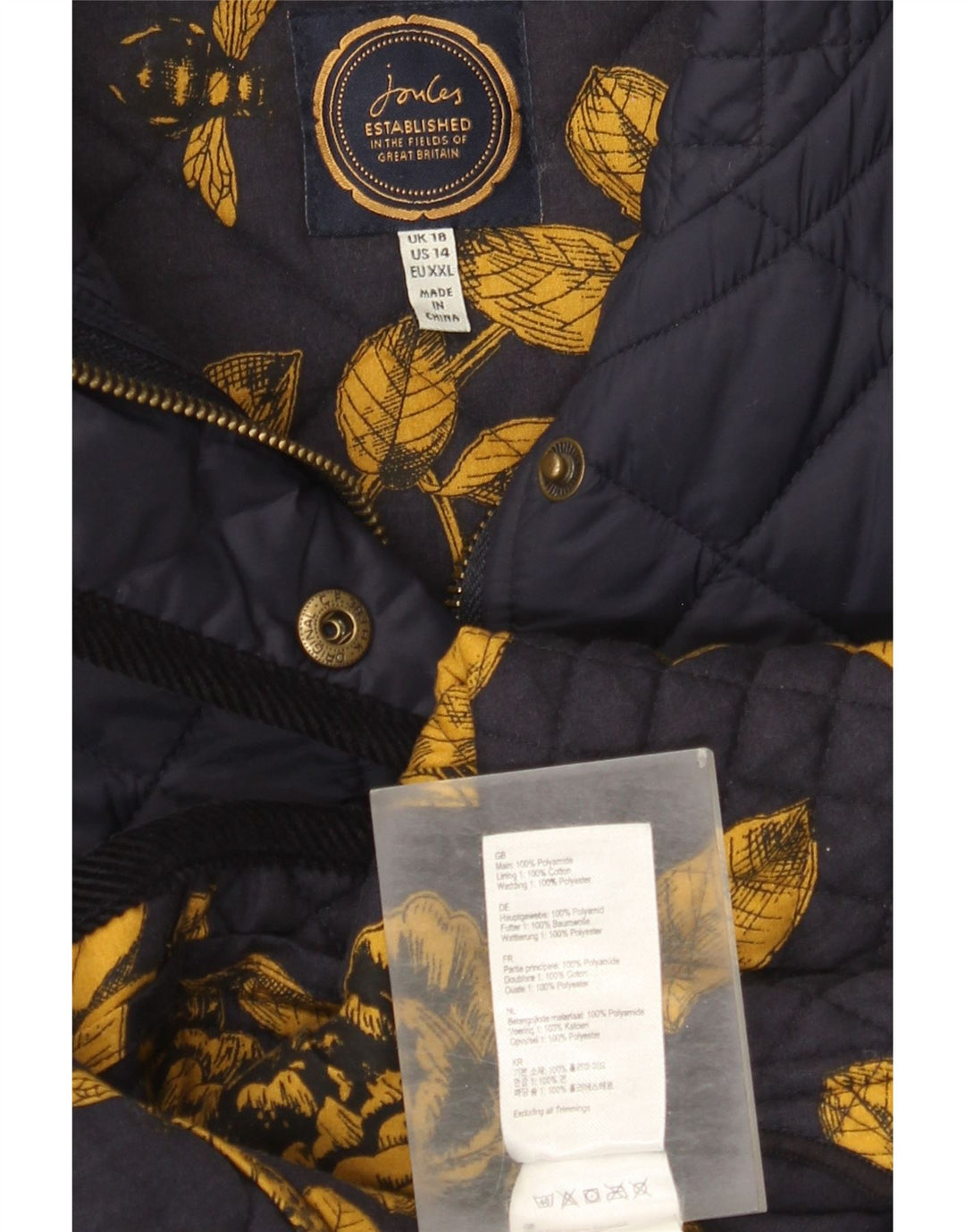 Joules Γυναικείο Καπιτονέ μπουφάν UK 18 XL Navy Blue Polyamide