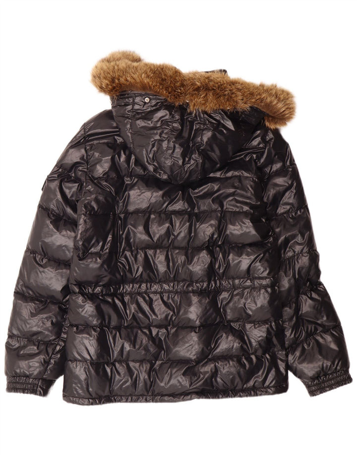 Γυναικείο Moncler Loose Fit με κουκούλα με επένδυση, μέγεθος 1, μικρό μαύρο πολυαμίδιο