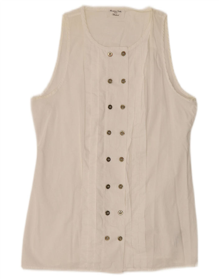 Massimo Dutti Γυναικεία μπλούζα με διπλό στήθος μπλούζα EU 34 2XS Off White Βαμβακερή