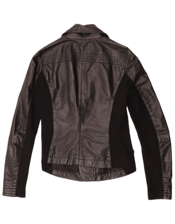 Toy G Γυναικείο Crop Leather Biker Jacket UK 8 Small Black Leather