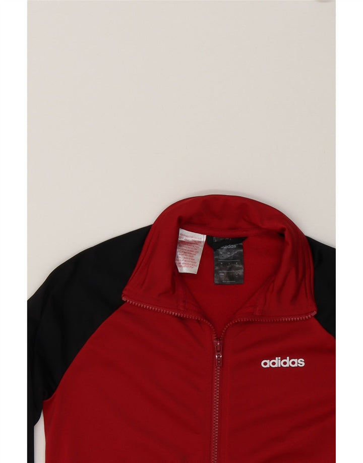 ADIDAS Boys Tracksuit Top Jacket 11-12 Years Red Colourblock Polyester Vintage Adidas and Second-Hand Adidas from Messina Hembry 
