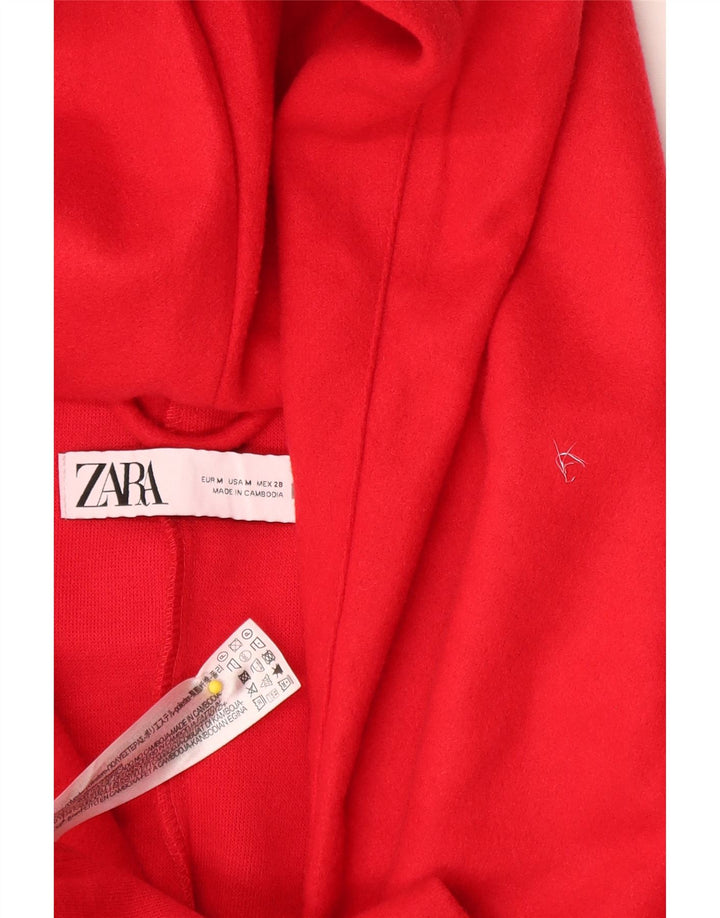 Zara Γυναικείο Πανωφόρι με Κουκούλα UK 14 Μεσαίο Κόκκινο Πολυεστέρας
