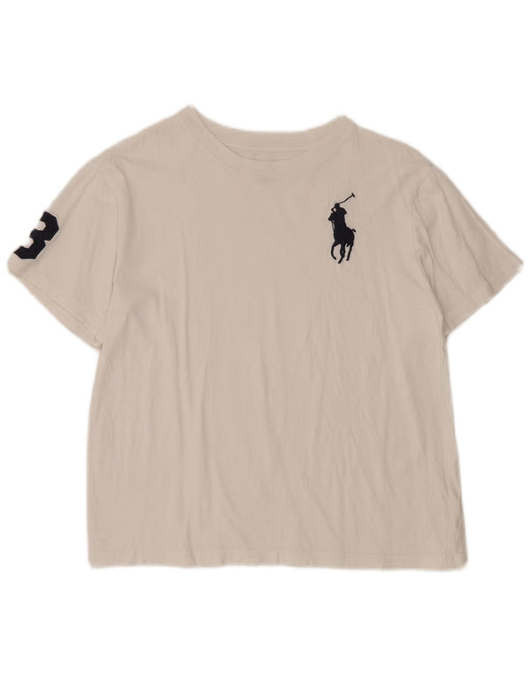 Γραφικό μπλουζάκι Polo Ralph Lauren Boys Top 14-15 ετών μεγάλο λευκό βαμβακερό