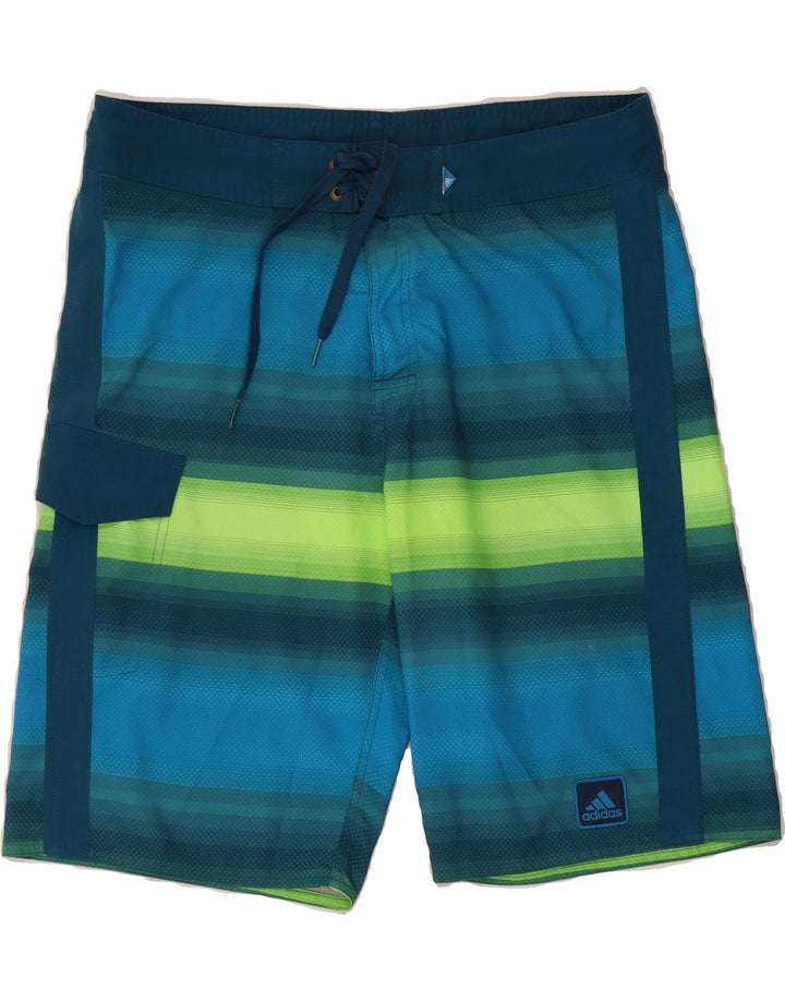 ADIDAS Mens Swimming Shorts Small  Blue Striped Polyester Vintage Adidas and Second-Hand Adidas from Messina Hembry 