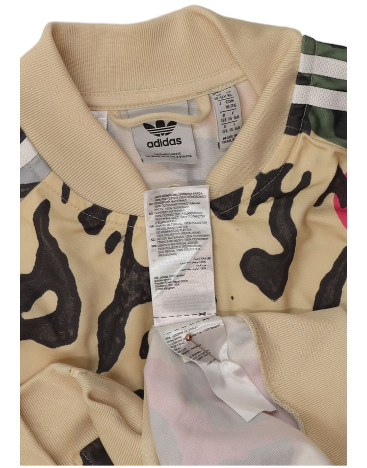 Κορίτσια αθλητική φόρμα ADIDAS Top μπουφάν 15-16 ετών Μπεζ Animal Print Polyester