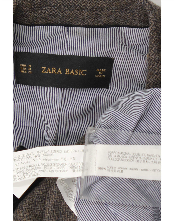Zara Γυναικείο σακάκι 1 κουμπιού blazer UK 12 μεσαίο γκρι οξικό ψαροκόκκαλο