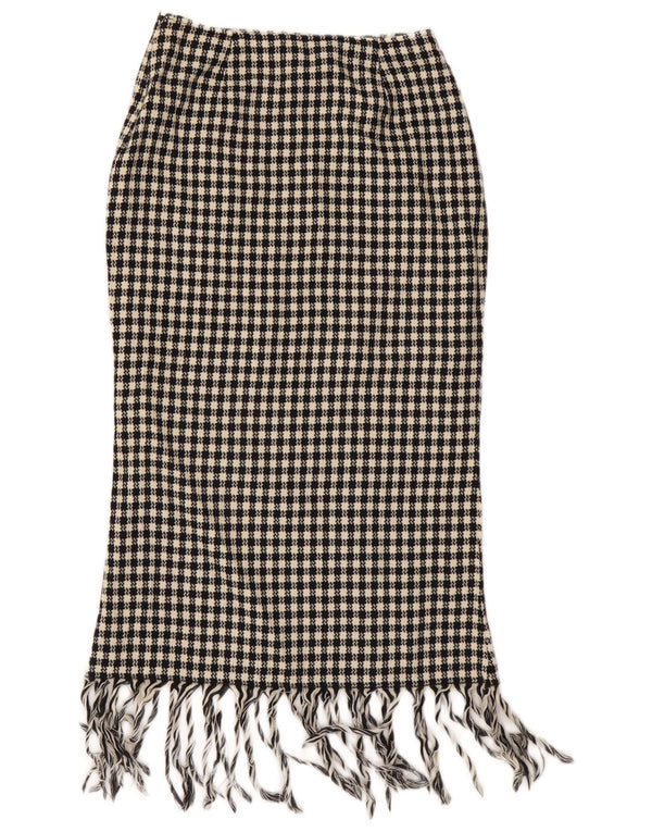 Vintage Γυναικεία Ψηλόμεση Midi Φούστα IT 42 Medium W28 Black Check