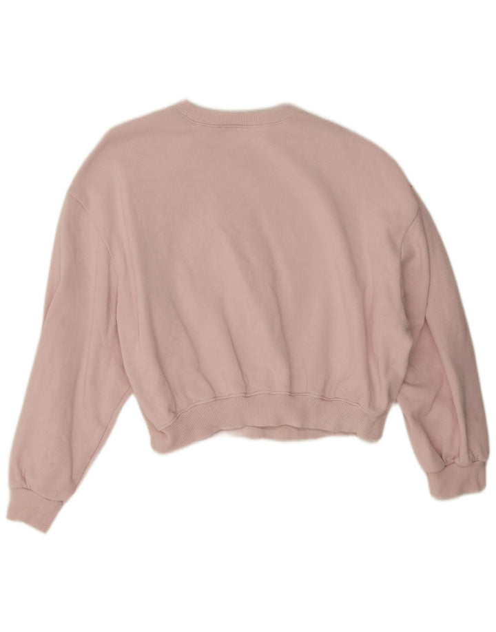 Zara Γυναικεία φούτερ Crop Oversized Jumper UK 14 Medium Pink Cotton