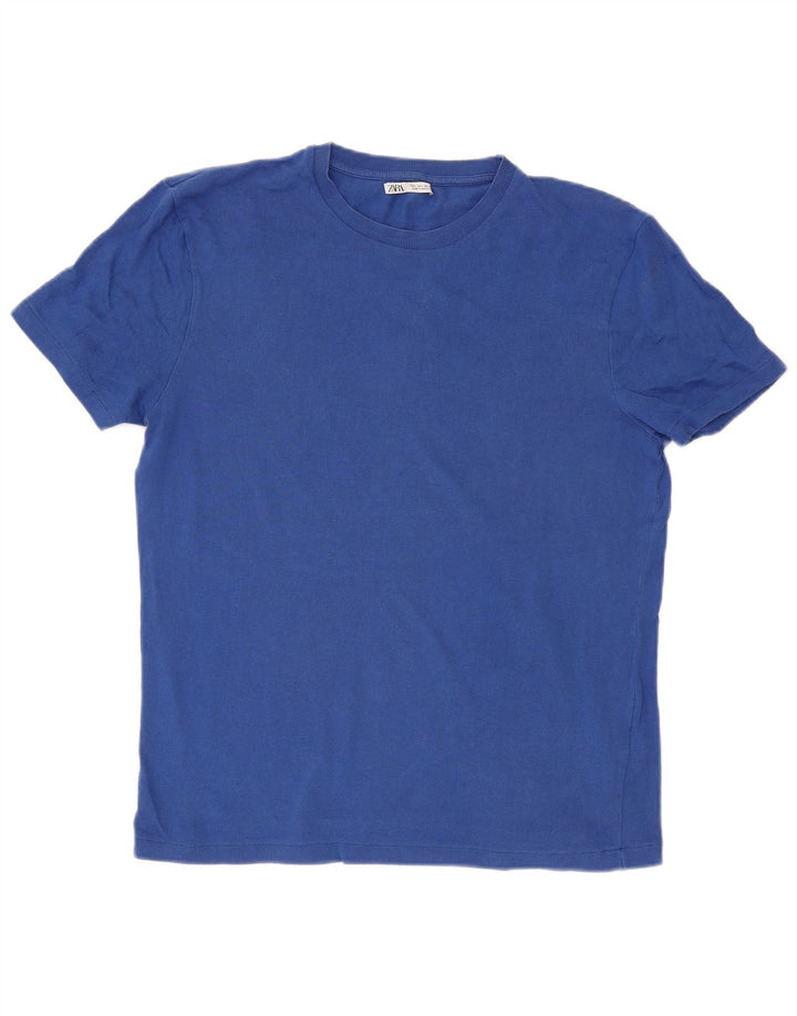 Zara Ανδρικό T-Shirt Top μεγάλο μπλε βαμβακερό