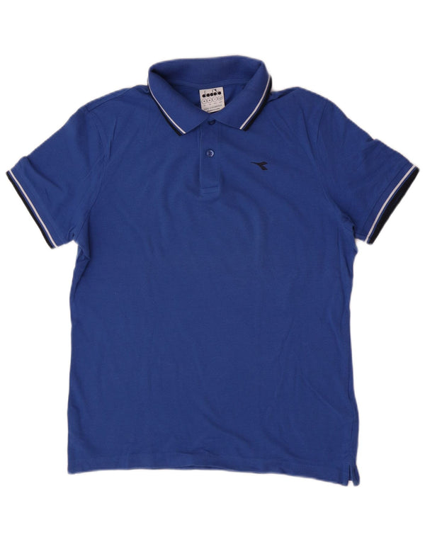 Diadora Mens Polo Shirt Medium Blue Cotton