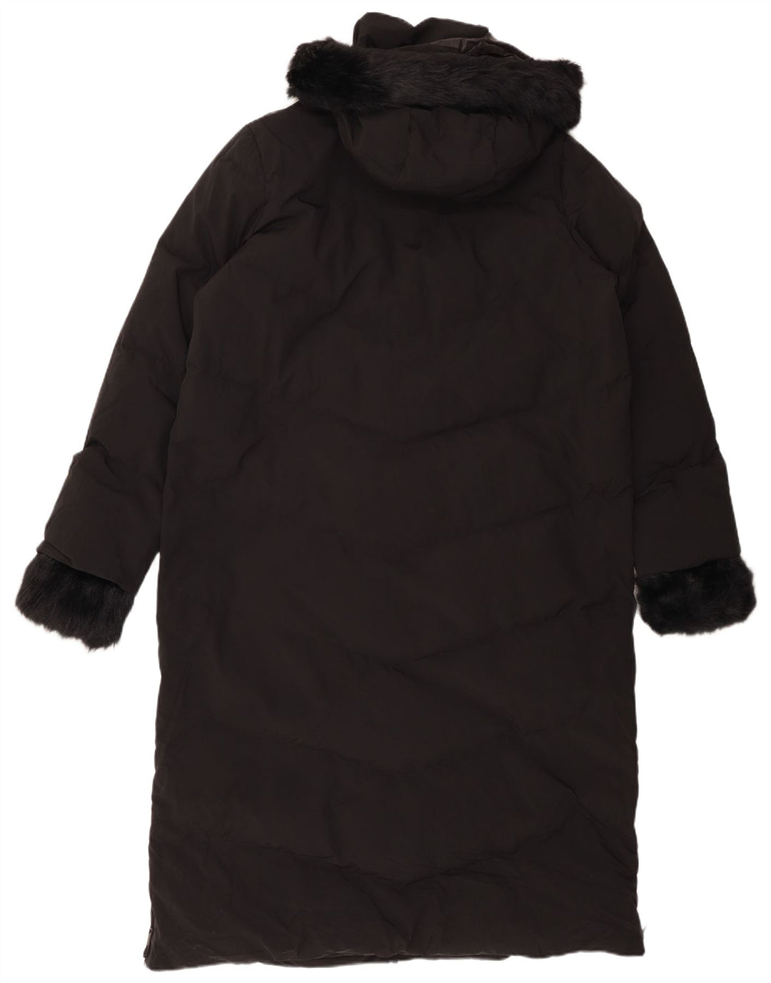 ZARA Γυναικείο παλτό με κουκούλα UK 16 Large Μαύρο Πολυεστέρας