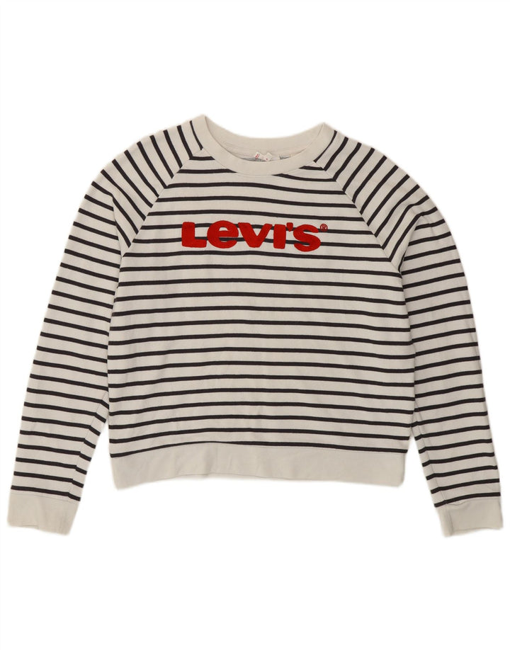 Γυναικείο γραφικό φούτερ Levi's Jumper UK 14 Medium White Ripared Nautical