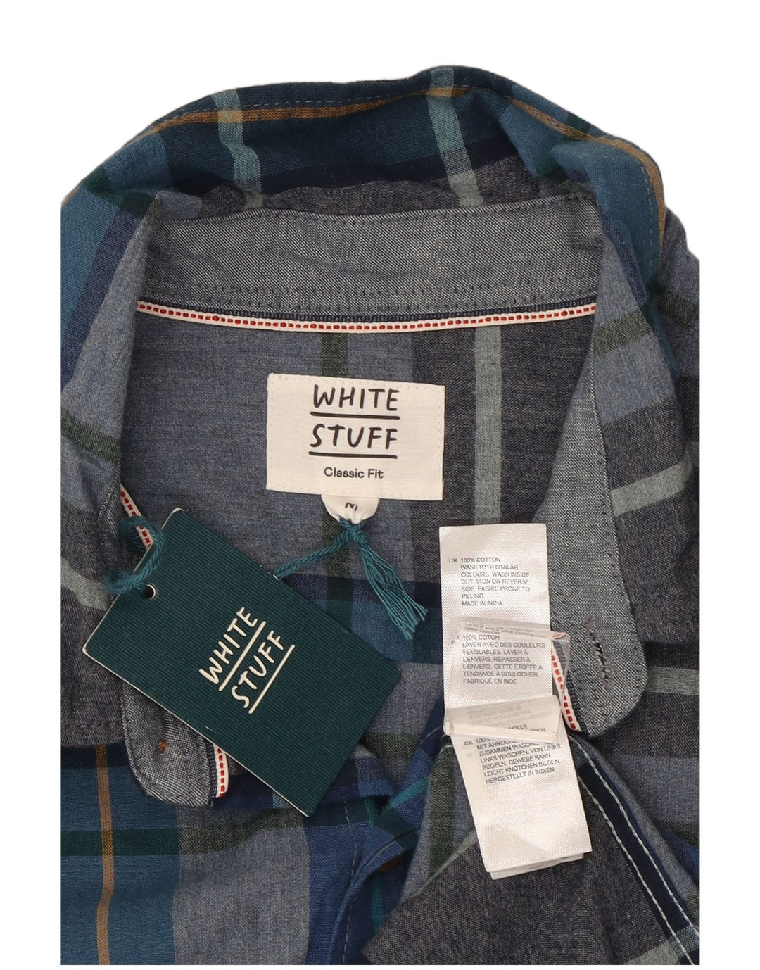 White Stuff Ανδρικό πουκάμισο Classic Fit, μεσαίο μπλε βαμβακερό