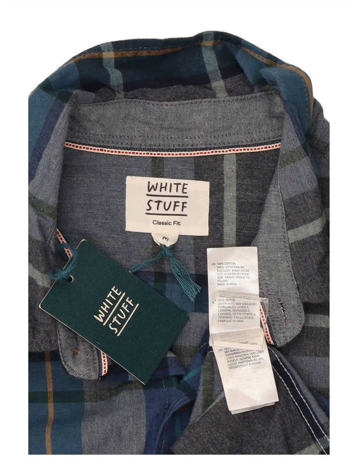 White Stuff Ανδρικό πουκάμισο Classic Fit, μεσαίο μπλε βαμβακερό