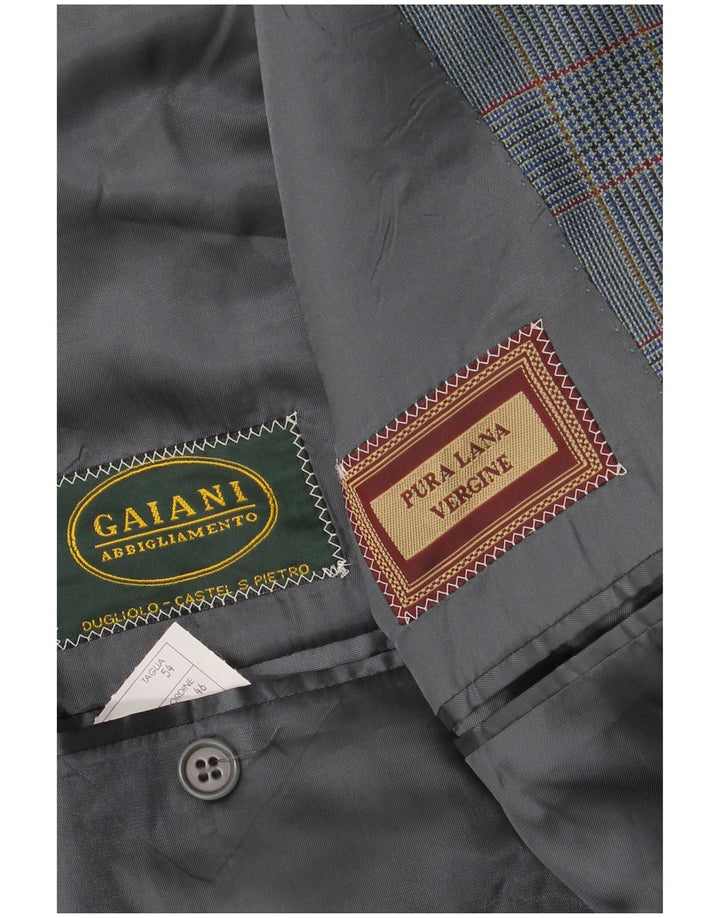 Vintage Ανδρικό σακάκι σακάκι με 2 κουμπιά IT 54 2XL Μπλε Houndstooth παρθένο μαλλί