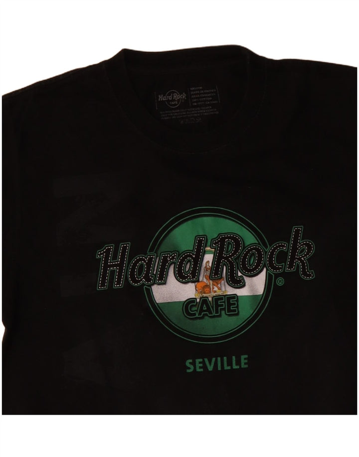 Hard Rock Cafe Mens Seville Graphic T-Shirt Top Medium Black Cotton