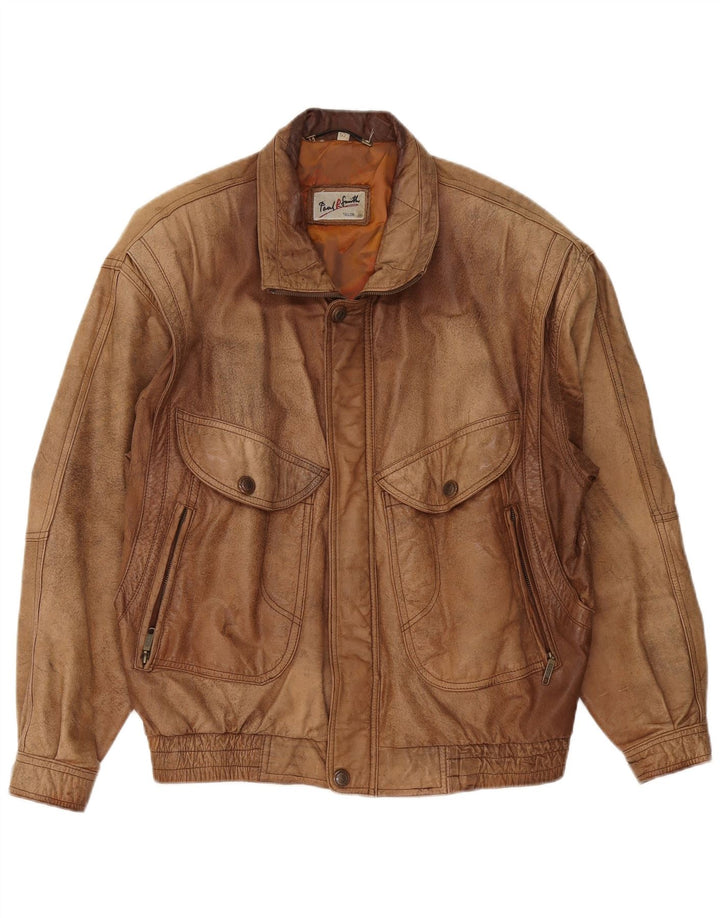 Paul Smith Ανδρικό Δερμάτινο Μπουφάν IT 52 XL Καφέ Δερμάτινο