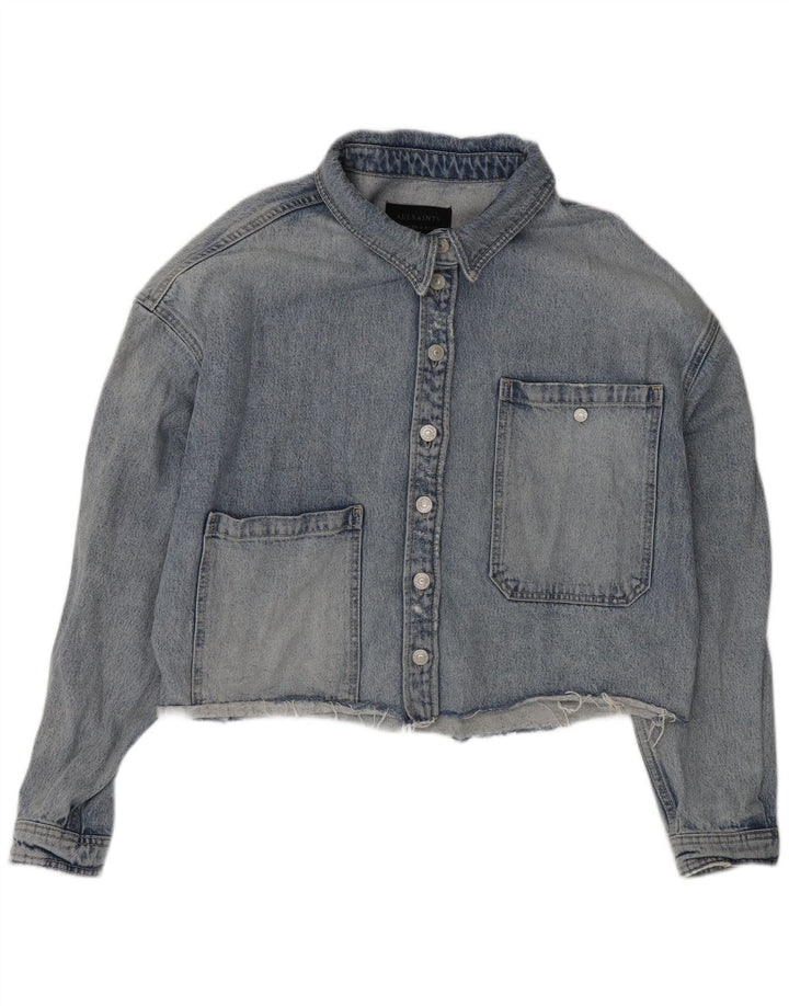 All Saints Γυναικείο Τζιν Μπουφάν UK 10 Small Blue Cotton