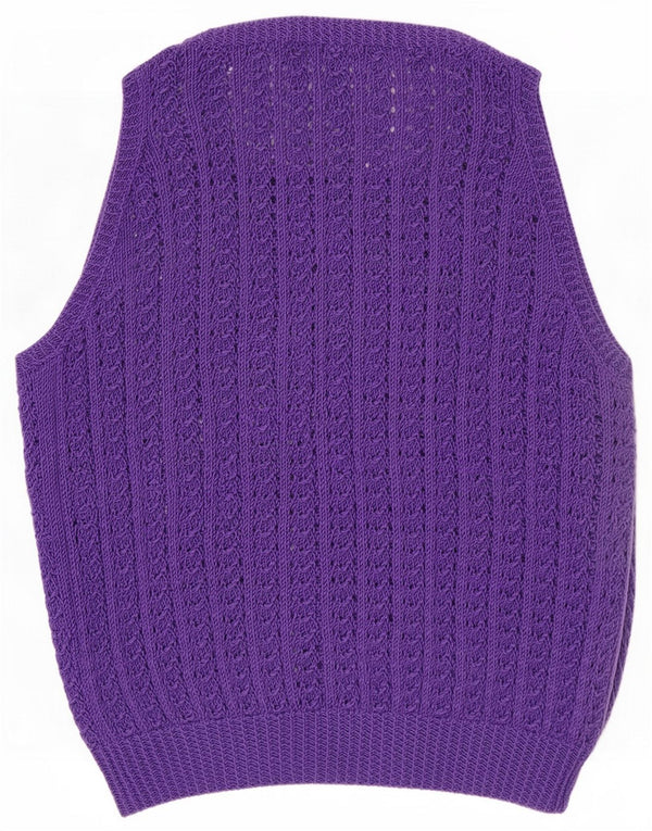 Vintage Womens See Through Vest Tank Top UK 16 Large Purple