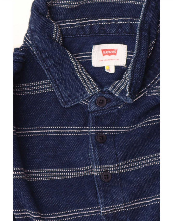 Ανδρικό πουκάμισο πόλο Levi's μεγάλο μπλε ναυτικό βαμβακερό ριγέ