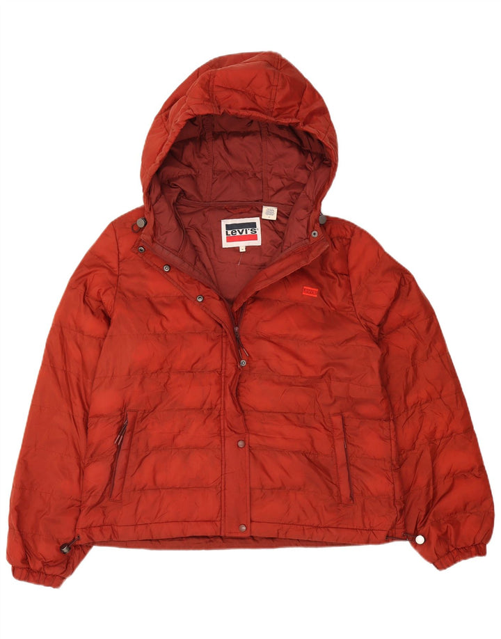 Γυναικείο μπουφάν με κουκούλα Levi's UK 14 με μεσαίο πορτοκαλί πολυεστέρα χειμώνα