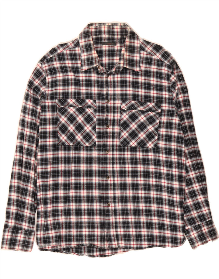 SEA BARRIER Mens Flannel Shirt 2XL Black Check Cotton Vintage Sea Barrier and Second-Hand Sea Barrier from Messina Hembry 