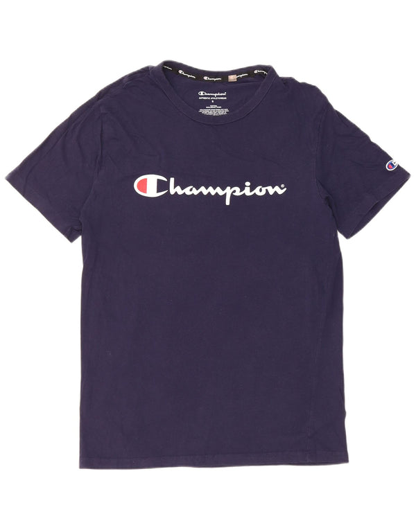 Champion Ανδρικό γραφικό T-Shirt Top Small Navy Blue από βαμβάκι