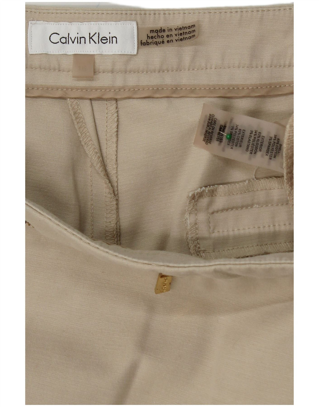 CALVIN KLEIN Γυναικείο ίσιο κομμένο παντελόνι US 16 2XL W38 L27 Μπεζ