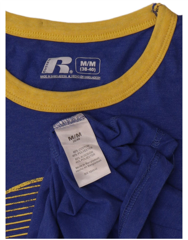 Ανδρικό γραφικό μπλουζάκι Russell Athletic Top από μεσαίο μπλε βαμβακερό
