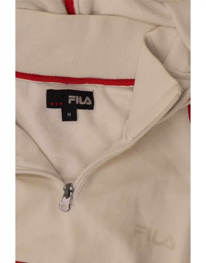 Ανδρικό γραφικό κουκούλα με φερμουάρ Fila, μεσαίο λευκό