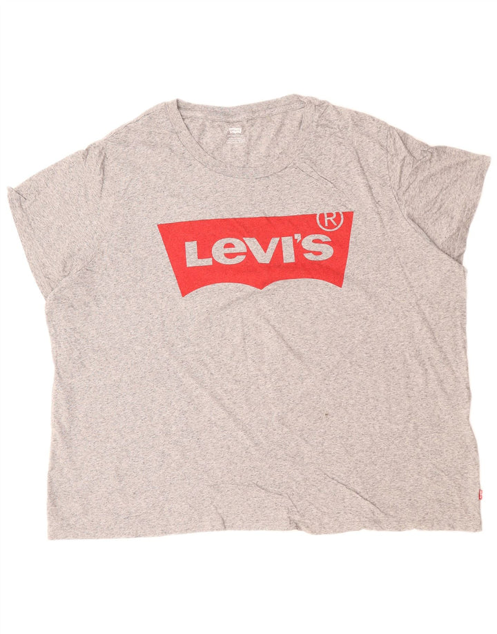 Γυναικείο γραφικό μπλουζάκι LEVI'S Top UK 22 3XL Γκρι βαμβακερό