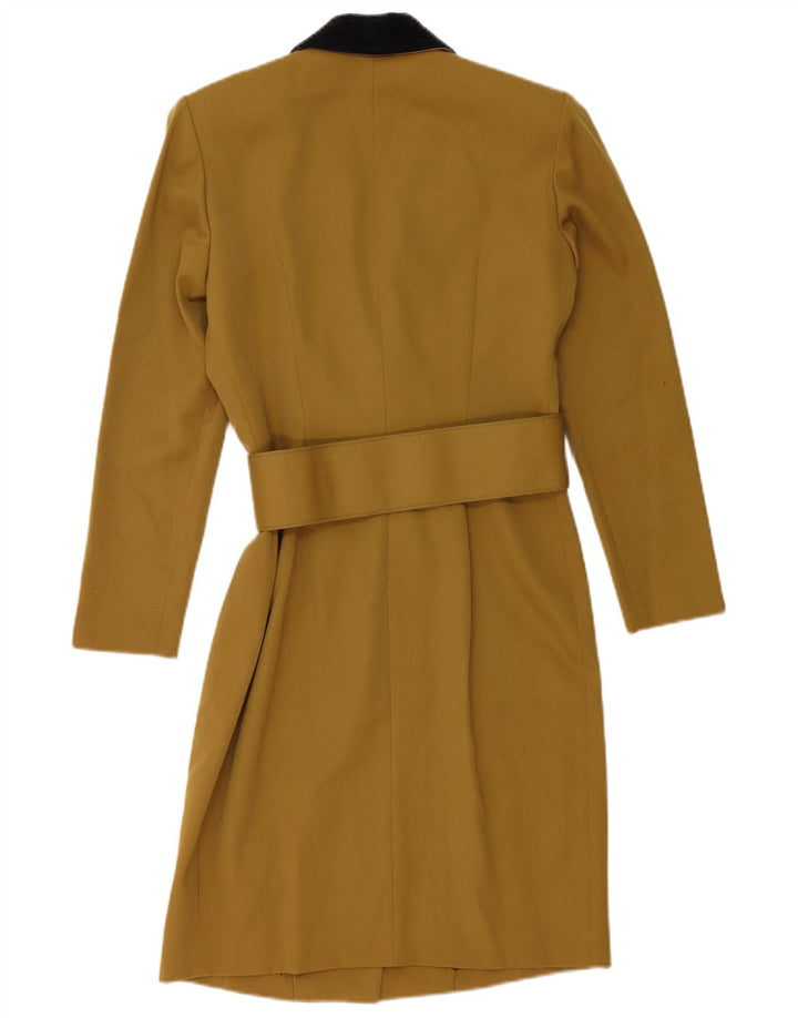Vintage γυναικείο παλτό με διπλό στήθος IT 44 Medium Khaki Colourblock μαλλί