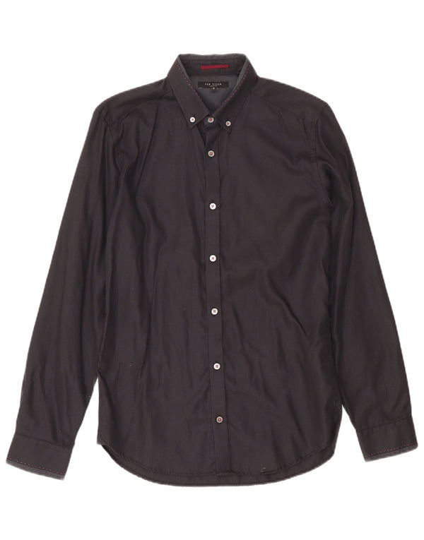 Ted Baker Mens Shirt Size 2 Small Navy Blue Cotton