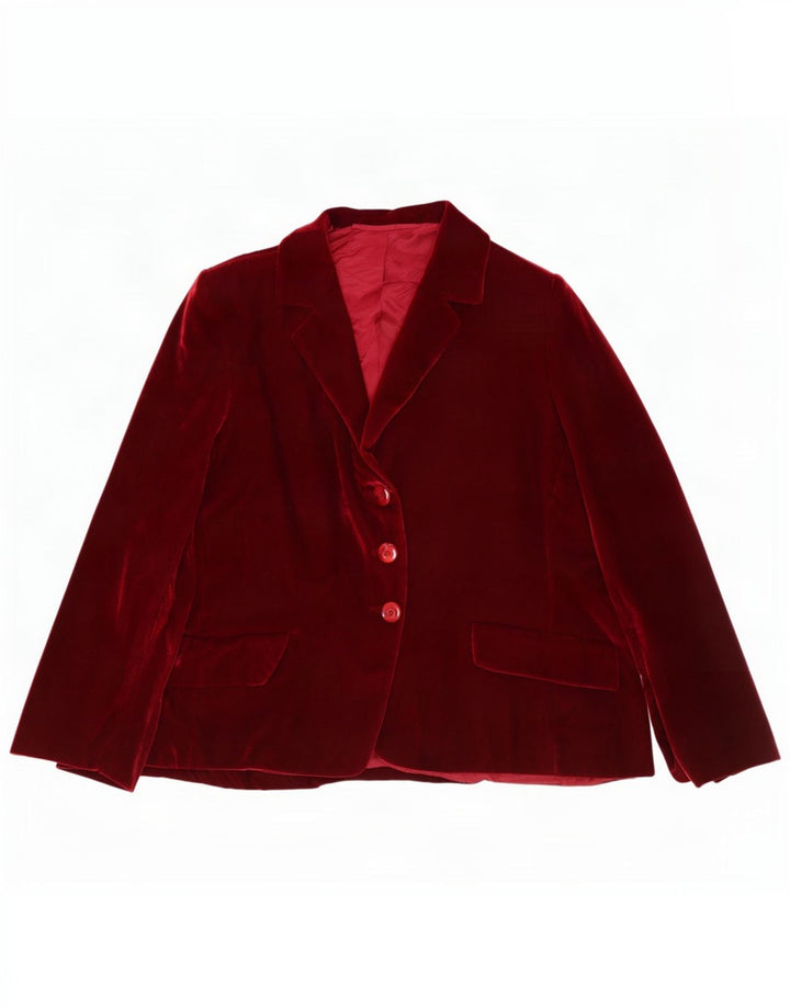 Vintage γυναικείο βελούδινο σακάκι με 3 κουμπιά UK 12 Medium Burgundy
