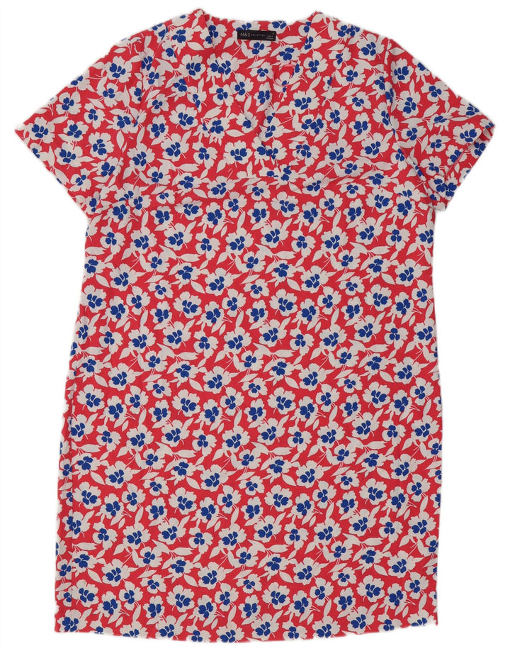 Marks & Spencer Γυναικείο Φόρεμα Shift UK 16 Μεγάλο κόκκινο φλοράλ πολυεστέρας