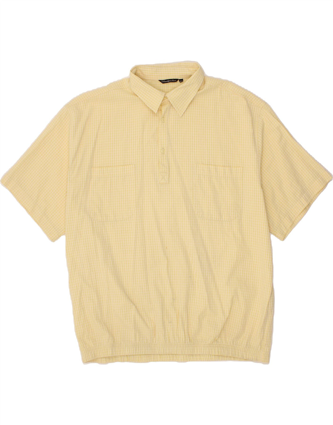 WOODPECKER Mens Short Sleeve Pullover Shirt IT 60/62 3XL Yellow Check Vintage Woodpecker and Second-Hand Woodpecker from Messina Hembry 
