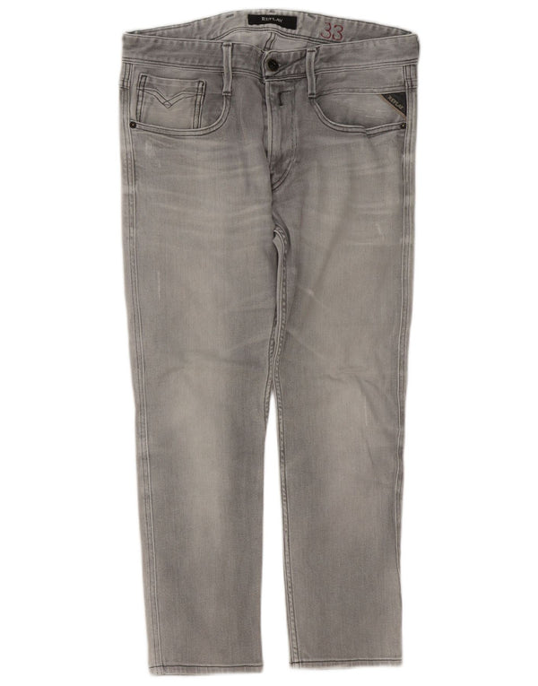 Replay Mens Distressed Slim Jeans W33 L27 Grey