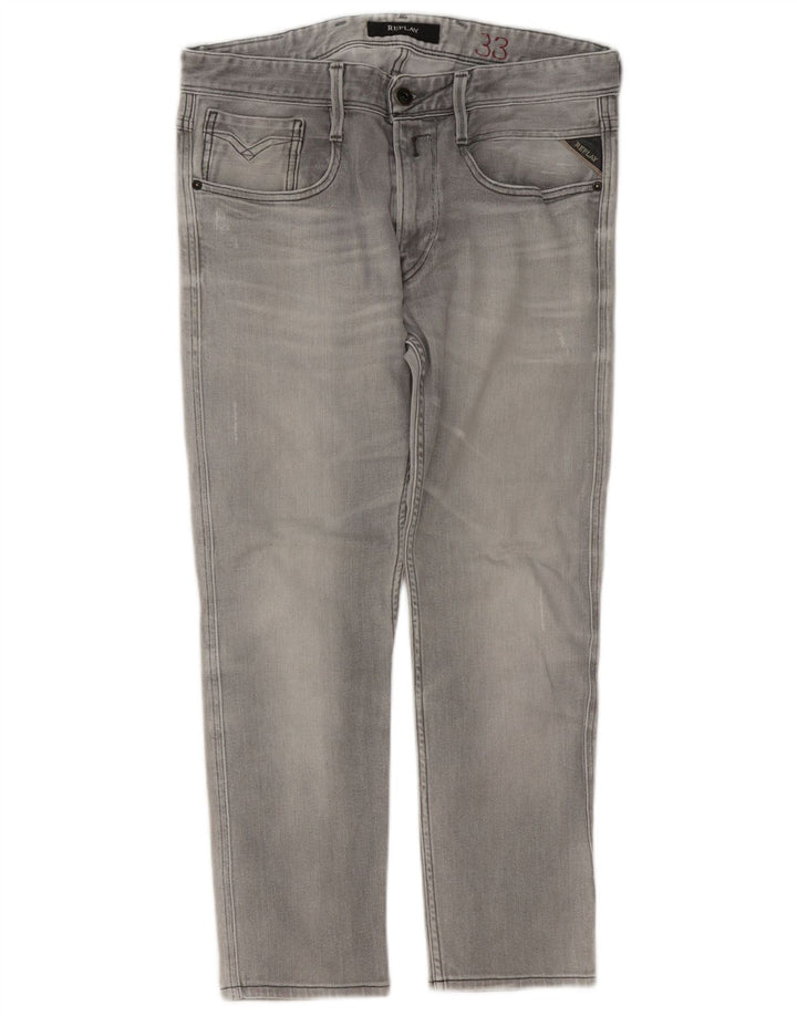 Replay Mens Distressed Slim Jeans W33 L27 Grey