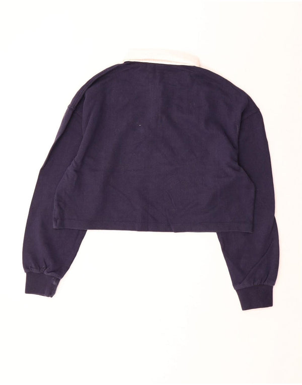 SUPERDRY γυναικείο μπλουζάκι ράγκμπι πόλο μεγάλου μεγέθους Crop UK 12 Medium Navy Blue